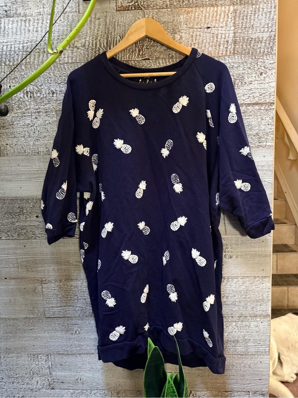 Lord & Taylor | 424 FIFTH Pineapple Motif Long-Sleeve Tunic Dress - Women's M